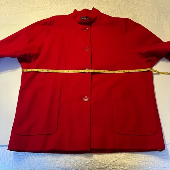 Kristen Blake 100% Merino Wool Dolman Sleeve Red Vintage Jacket Coat - Medium - Picture 10 of 14